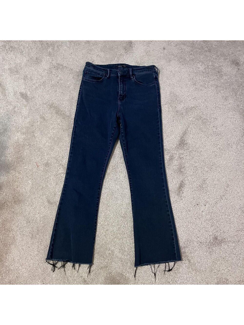 Dear John Minimalist Boho Chic Dark Wash Raw Hem Flared Women's Jeans 8/29